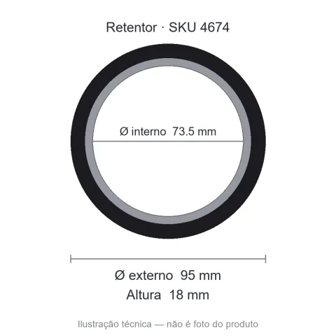 Retentor 73,5 mm x 95 mm x 18 mm - 02017 73,5x95x18 GB
