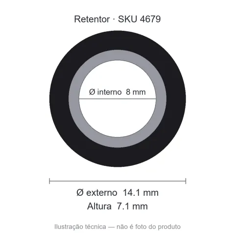 Retentor 8 mm x 14,1 mm x 7,1 mm - 02118 8x14,10x7,10x10,40