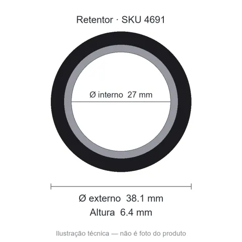 Retentor Agrícola 27 mm x 38,1 mm x 6,4 mm - 27x38,1x6,4 01993 BA