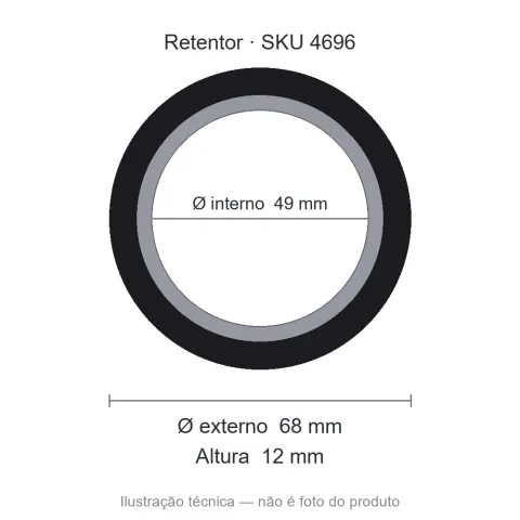 Retentor 49 mm x 68 mm x 12 mm - 49x68x12 00185