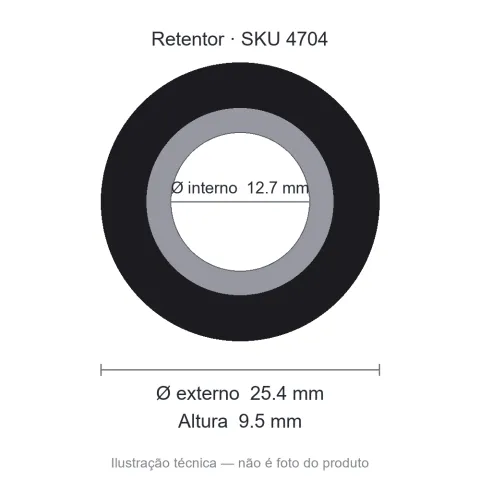 Retentor 12,7 mm x 25,4 mm x 9,5 mm - 12,70x25,40x9,50 00129 BR