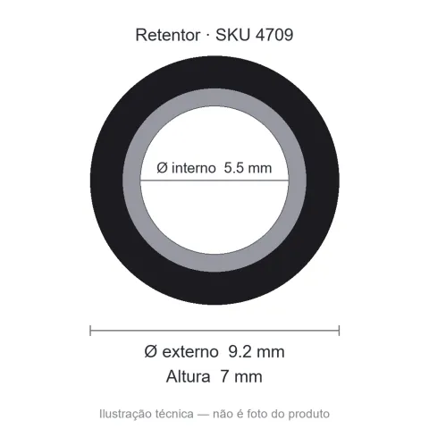 Retentor 5,5 mm x 9,2 mm x 7 mm - 02307 5,5x9,20x7