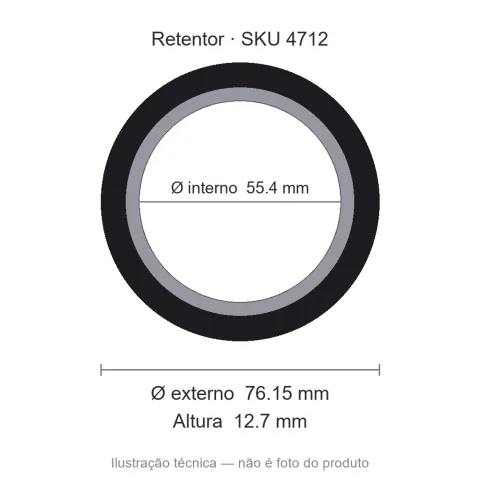 Retentor Automotivo 55,4 mm x 76,15 mm x 12,7 mm - 02415 55,40x76,15x12,70