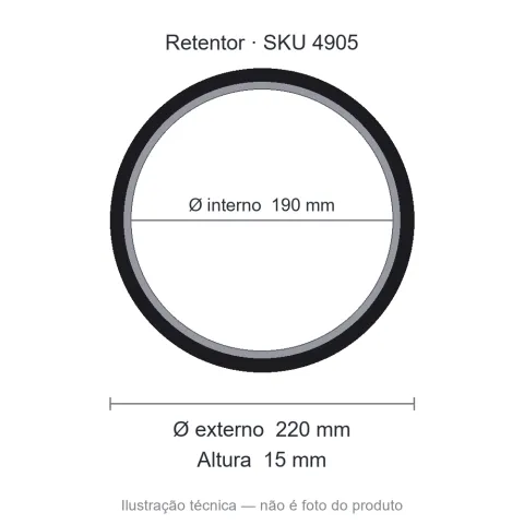 Retentor 190 mm x 220 mm x 15 mm NORD 190x220x15 BRG Viton