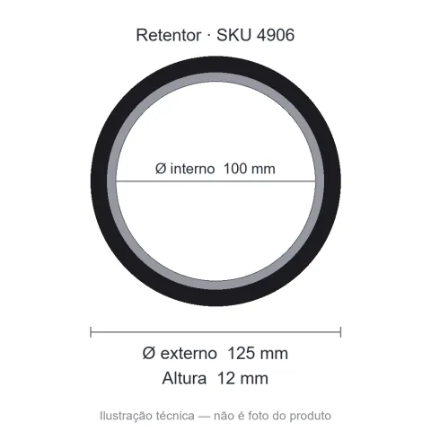 Retentor 100 mm x 125 mm x 12 mm NORD 100x125x12 BRG Viton NORD