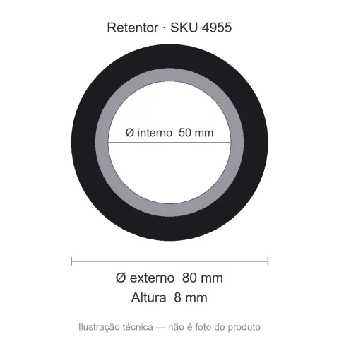 Retentor 50 mm x 80 mm x 8 mm NORD 50x80x8 BRG Viton