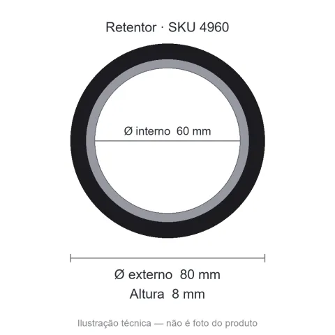 Retentor 60 mm x 80 mm x 8 mm NORD 60x80x8 BRG Viton