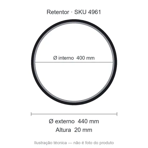 Retentor 400 mm x 440 mm x 20 mm NORD 400x440x20 BRG Viton