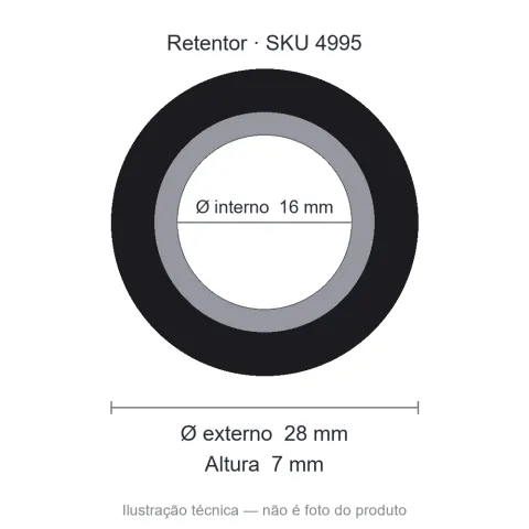 Retentor 16 mm x 28 mm x 7 mm NORD 16x28x7 BRG NBR