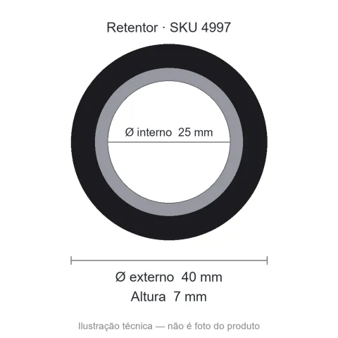 Retentor 25 mm x 40 mm x 7 mm NORD 25x40x7 BRG NBR