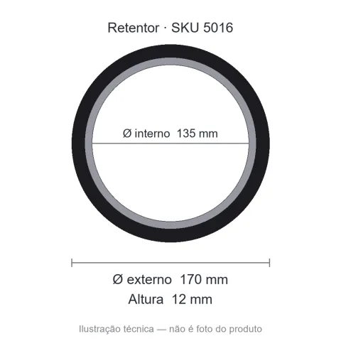 Retentor 135 mm x 170 mm x 12 mm NORD 135x170x12 BRG NBR