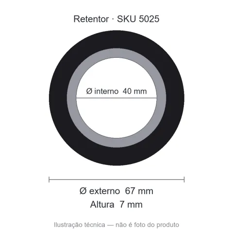 Retentor 40 mm x 67 mm x 7 mm NORD 40x67x7 BRG Viton
