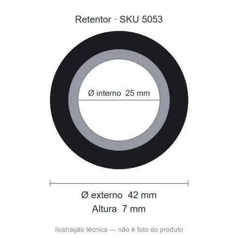 Retentor 25 mm x 42 mm x 7 mm NORD 25x42x7 BRG Viton
