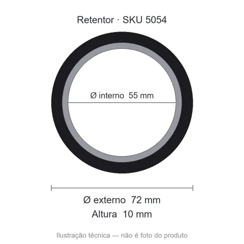 Retentor 55 mm x 72 mm x 10 mm NORD 55x72x10 BRG Viton