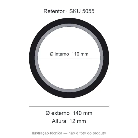 Retentor 110 mm x 140 mm x 12 mm NORD 110x140x12 BRG Viton