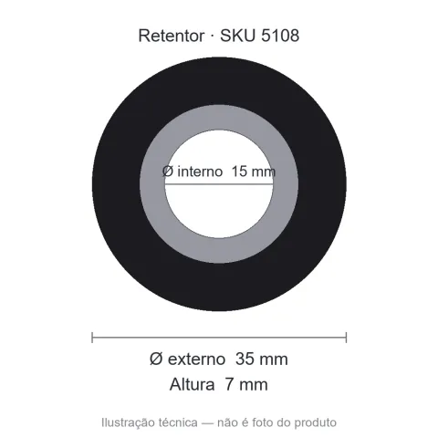 Retentor 15 mm x 35 mm x 7 mm NORD 15x35x7 BRG Viton