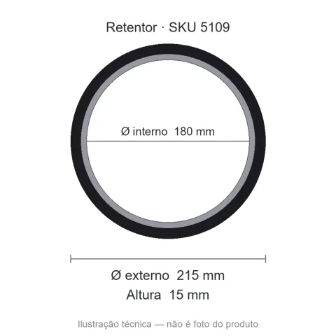 Retentor 180 mm x 215 mm x 15 mm NORD 180x215x15 BRG Viton