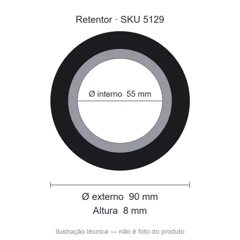 Retentor 55 mm x 90 mm x 8 mm NORD 55x90x8 BRG Viton