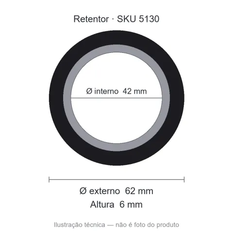 Retentor 42 mm x 62 mm x 6 mm NORD 42x62x6 Babsl Viton
