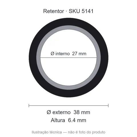 Retentor 27 mm x 38 mm x 6,4 mm NORD 27x38x6.4 BRG NBR