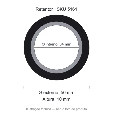 Retentor 34 mm x 50 mm x 10 mm NORD 34x50x10 BRG NBR