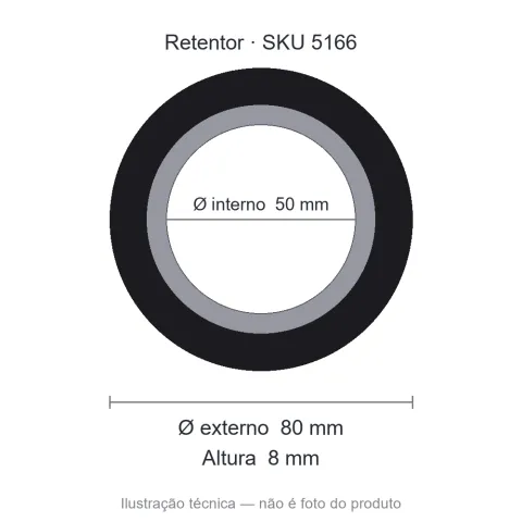Retentor 50 mm x 80 mm x 8 mm NORD 50x80x8 BRG NBR
