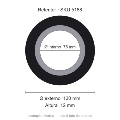 Retentor 75 mm x 130 mm x 12 mm NORD 75x130x12 BRG NBR