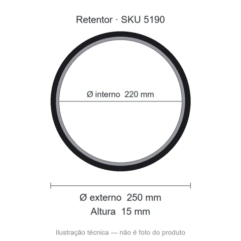 Retentor 220 mm x 250 mm x 15 mm NORD 220x250x15 BRG Viton