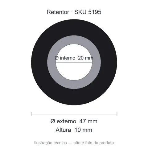 Retentor 20 mm x 47 mm x 10 mm NORD 20x47x10-SB00909/AR5082 BRG NBR