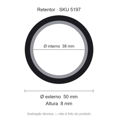 Retentor 38 mm x 50 mm x 8 mm NORD 38x50x8 BRG Viton