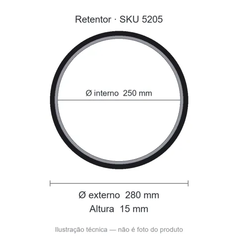 Retentor 250 mm x 280 mm x 15 mm NORD 250x280x15 BRG Viton