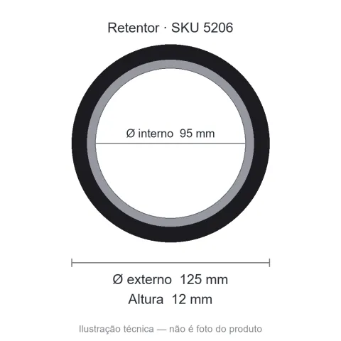 Retentor 95 mm x 125 mm x 12 mm NORD 95x125x12 BRG Viton