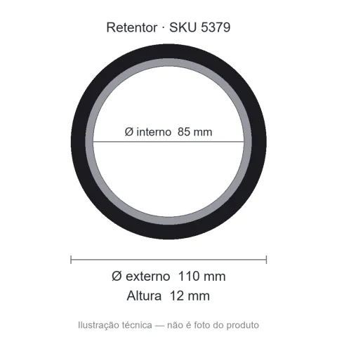 Retentor 85 mm x 110 mm x 12 mm NORD 85x110x12 BRG Viton