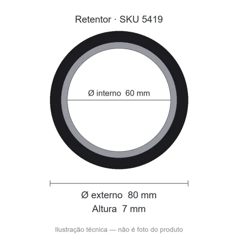 Retentor 60 mm x 80 mm x 7 mm NORD 60x80x7 BRG Viton