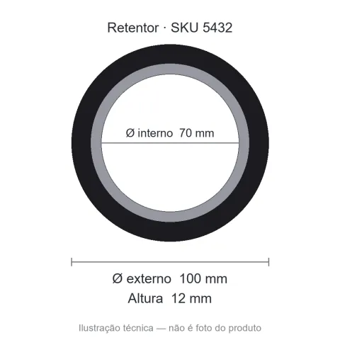 Retentor 70 mm x 100 mm x 12 mm NORD 70x100x12 BRG Viton