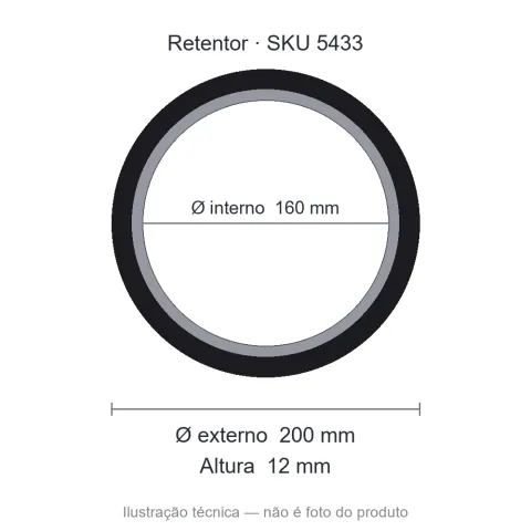 Retentor Automotivo 160 mm x 200 mm x 12 mm NORD 01951 160x200x12 BRG Viton