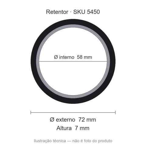 Retentor 58 mm x 72 mm x 7 mm NORD 58x72x7 Viton
