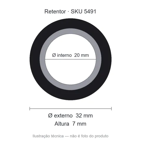 Retentor 20 mm x 32 mm x 7 mm NORD 20x32x7 BRG NBR