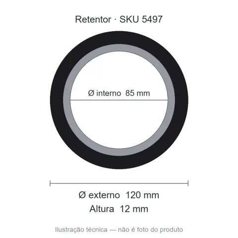 Retentor 85 mm x 120 mm x 12 mm NORD 85x120x12 BRG Viton