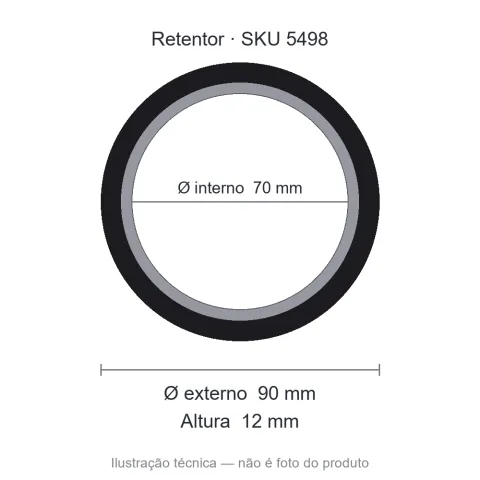Retentor 70 mm x 90 mm x 12 mm NORD 70x90x12 BRG Viton