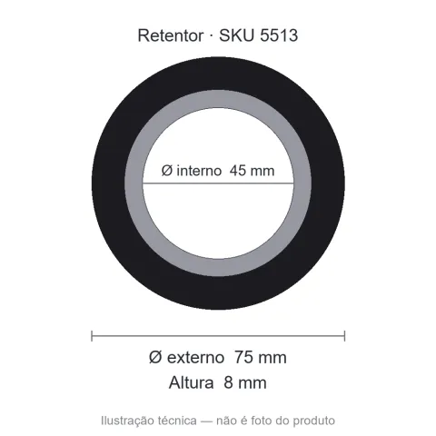 Retentor 45 mm x 75 mm x 8 mm NORD 45x75x8 BRG