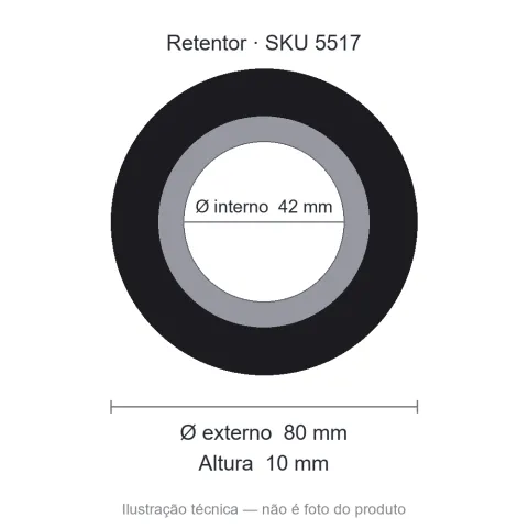 Retentor 42 mm x 80 mm x 10 mm NORD 42x80x10 NBR BRG