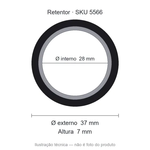Retentor 28 mm x 37 mm x 7 mm NORD 28x37x7 NBR