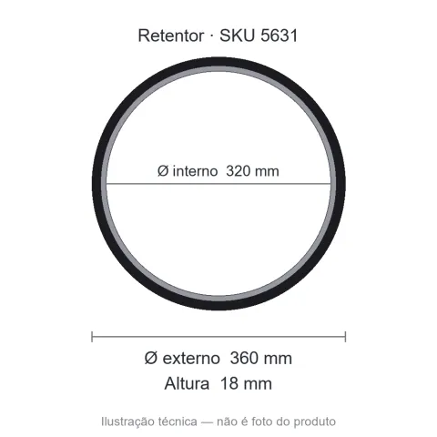 Retentor 320 mm x 360 mm x 18 mm NORD 320x360x18 Viton