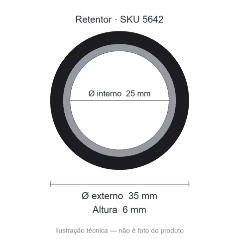 Retentor 25 mm x 35 mm x 6 mm NORD 25x35x6 Viton
